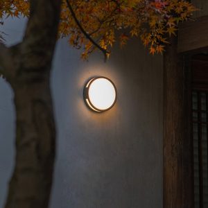 TY419 Round Metal/Acrylic Outdoor Waterproof Wall Lamp, Black