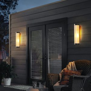 TY407 Semi-Cylindrical Metal/Glass Outdoor Wall Lamp, Black