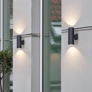TY418 Minimalist Metal Double-headed Outdoor Wall Lamp, Black