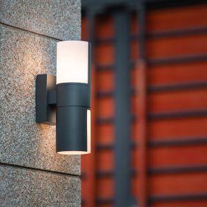 TY414 Cylindrical Metal/Acrylic Rotatable Outdoor Waterproof Wall Lamp, Black/White