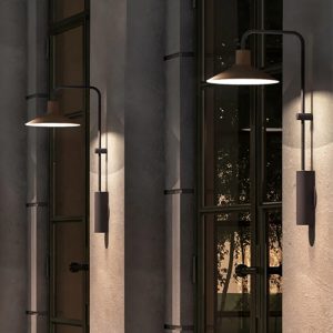 TY409 Carins Modern Minimalist Wide Cone Shape Metal Outdoor Waterproof Wall Lamp, Coffee/Green