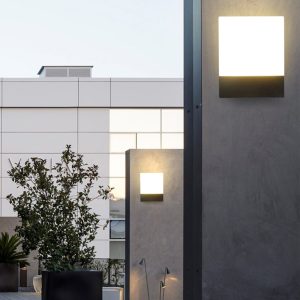 TY412 Sensor Rectangular Metal Outdoor Wall Lamp, Black/White